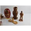Image 2 : Wooden Candle Holder. Carved Food Figure, Wooden Vase and Misc.