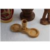 Image 6 : Wooden Candle Holder. Carved Food Figure, Wooden Vase and Misc.