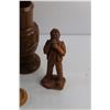 Image 7 : Wooden Candle Holder. Carved Food Figure, Wooden Vase and Misc.