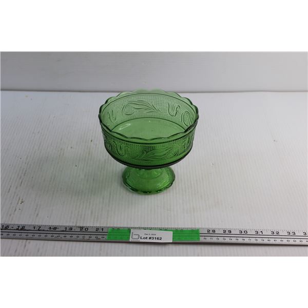 Green Depression Glass Compote