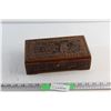 Image 1 : Carved Wooden Storage Box and Vintage Matches