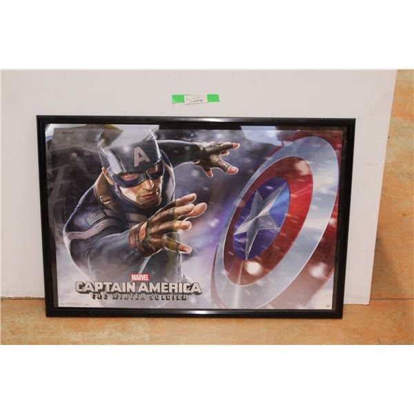 Framed Captain America Poster 37'' x 25''