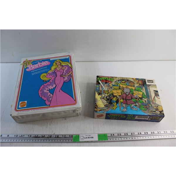 Barbie Fashion Doll Case and 100 pc Ninja Turtles Puzzle