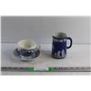 Image 1 : Porcelain Saucer & Tea Cup Set and Ceramic Pitcher - Chipped