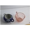Image 2 : Glass Lamp Shade, Ceramic Creamer, Depression Glass Cup and Back Scratcher
