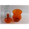Image 3 : Vinegar Glass Bottles, Orange Glass Candy Dish and Salt & Pepper Shakers