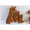 Image 3 : Carved Wood Owl & Raccoon Wall Decor