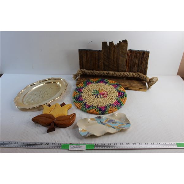 Serving Trays, Wooden Wall Decor, Hot Pan Pad and Wall Shelf
