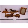Image 1 : Wooden Toy Train Set, Wooden Wall Art (Goose, Loon), Wooden Picture Frame with Glass