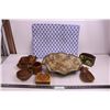 Image 1 : Ornamental Glass Platter, Wooden Serving Dishes, Wooden Coaster Set, Stationery Holder, Misc.