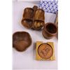 Image 2 : Ornamental Glass Platter, Wooden Serving Dishes, Wooden Coaster Set, Stationery Holder, Misc.