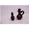 Image 2 : Avon Cape Cod Red Glass Serving Amenities (Salt Shaker, Olive Oil Pour, Pair Candy Dishes