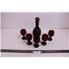 Image 1 : Avon Cape Cod Red Glass Decanter & (5) Goblets