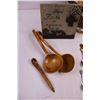 Image 3 : Religious Theme Wall Plaque, Wooden Soup Ladles, Wooden Container, Aluminum Pots, 19 Souvenir Spoons