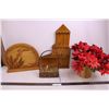 Image 1 : Souvenir Spoon Wooden Holder, Wooden Wall Art, Wooden Vase, Artificial Plants, Misc.