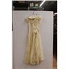 Image 1 : Vintage Wedding Dress & Gloves- Small, Some Staining