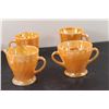 Image 3 : (6) Peach Luster Fire King Items - (2) Cups, Cream and Sugar, Plate and Bowl