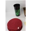 Image 2 : Wicker Basket, Coca Cola Cup, (4) Placemats, (3) Tiles,