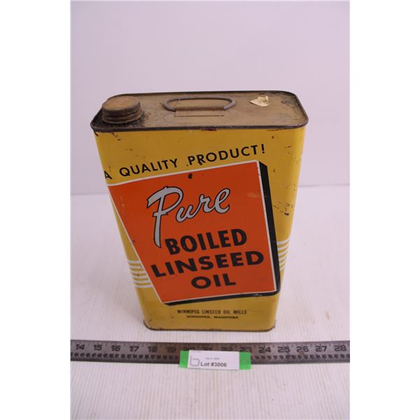 Vintage Tin - Pure Boiled Linseed Oil - Empty 12.5" Tall