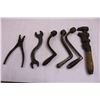 Image 2 : (6) Vintage Tools (Pipe Wrench, Hand Cranks, Pliers, Curved Wrench)