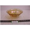 Image 1 : Iridescent Orange Glass 3 Footed Fruit Bowl