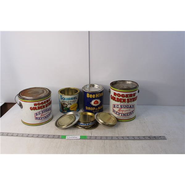 (4) Vintage Tin Cans & Lids