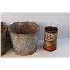 Image 2 : (3) Galvanized Pails & Tin Can