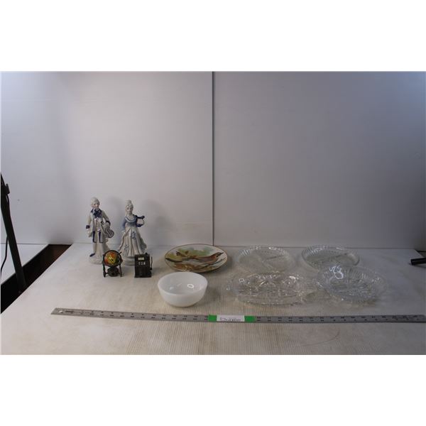 (4) Glass Serving Plates, China Plate, Misc.