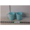Image 1 : (2) Vintage Blue Delphite Pyrex Mugs