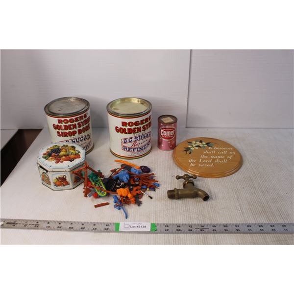 (4) Vintage Tin Cans, Misc.