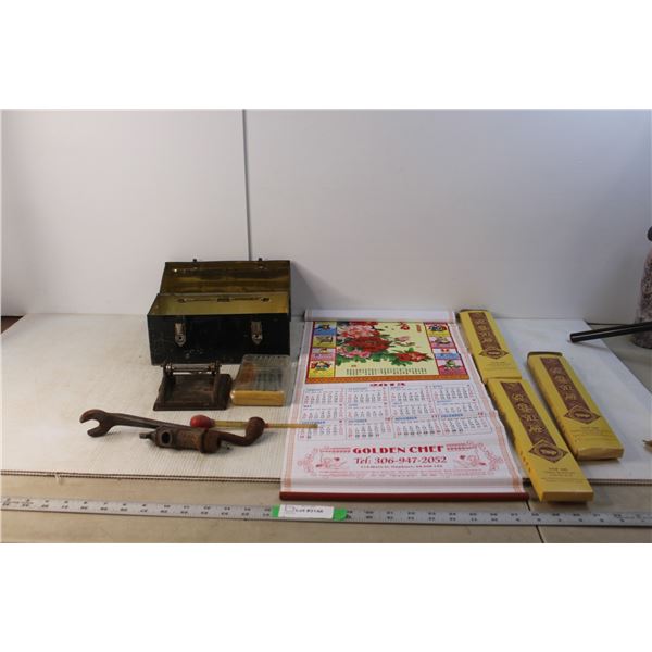 (3) 2013 Wall Scroll Calendars, Vintage Lunch Kit, Misc.