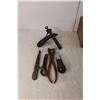 Image 3 : Vintage Tools- Caliper, Leather Press, Misc. & Wood Box