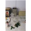 Image 3 : (4) Teacups, Cheese Grater, (2) Tins, Misc.