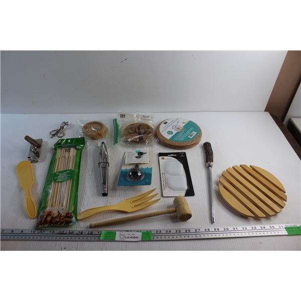 Bamboo Skewers, Tongs, Hot Pot Stands, Coasters, Meat Tender, Knife Sharpener and Misc.