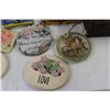 Image 3 : Assorted Ceramic/Chalk Decorations, Basket, Baseball Tin