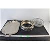 Image 1 : Glass Bowl, Silver Plated Tray, (2) Silver Plated Dishes