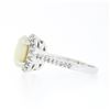 Image 5 : NEW 14K White Gold Oval Cabochon Opal Solitaire Round Diamond Halo Cluster Ring