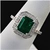 Image 2 : 3.47 ctw Emerald and 0.56 ctw Diamond 14K White Gold Ring