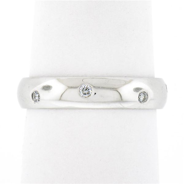 Platinum 0.16 ctw Round Burnish Set Diamond 4.1mm Polished Dome Eternity Band Ri