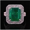 Image 1 : 6.48 ctw Emerald and 1.03 ctw Diamond Platinum Ring (GIA CERTIFIED)