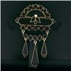 Image 2 : Antique Victorian 14K Rose Gold Black Onyx Mourning Dangle Chandelier Brooch Pin
