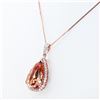 Image 2 : 14.80 ctw Morganite and 0.98 ctw Diamond 14K Rose Gold Pendant