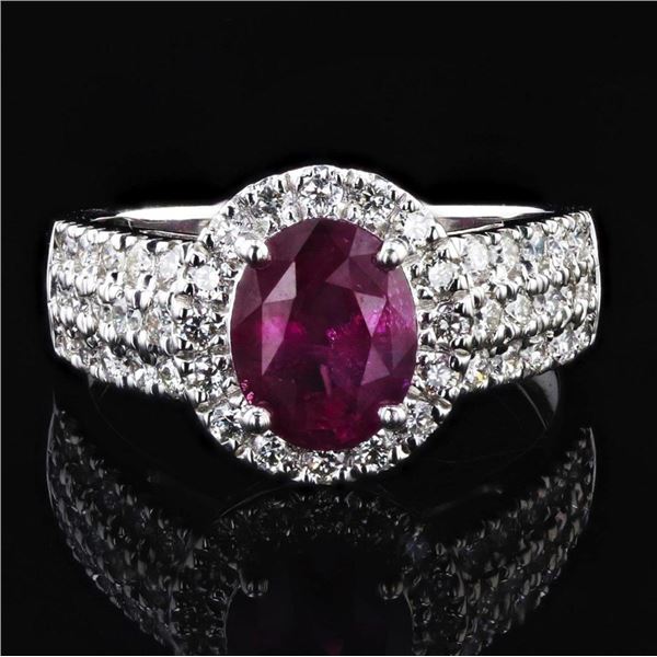 2.14 ctw Purple Sapphire and 0.71 ctw Diamond Platinum Ring
