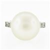 Image 6 : Vintage Platinum GIA 14mm Saltwater White Pearl Solitaire Baguette Diamond Ring