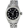 Image 2 : Rolex Ladies Quickset Stainless Steel Black Diamond 26MM Datejust Wristwatch