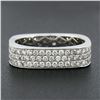 Image 5 : 18k White Gold 1.20 ctw Pave Set Round Diamond Squared 3 Row Eternity Band Ring