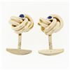 Image 5 : Men's Solid 14k Yellow Gold Sapphire Trinity Infinity Love Knot Heavy Cufflinks