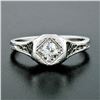 Image 2 : Antique Art Deco 14k Gold 0.36 ctw European Diamond Solitaire Open Filigree Ring