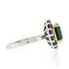Image 5 : 18k TT Gold 2.83 ctw GIA Oval Green Tsavorite & Round Sapphire Halo Cocktail Rin