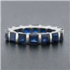Image 2 : Unisex Platinum 5.61 ctw Square Step Cut Sapphire Bar Channel Eternity Band Ring